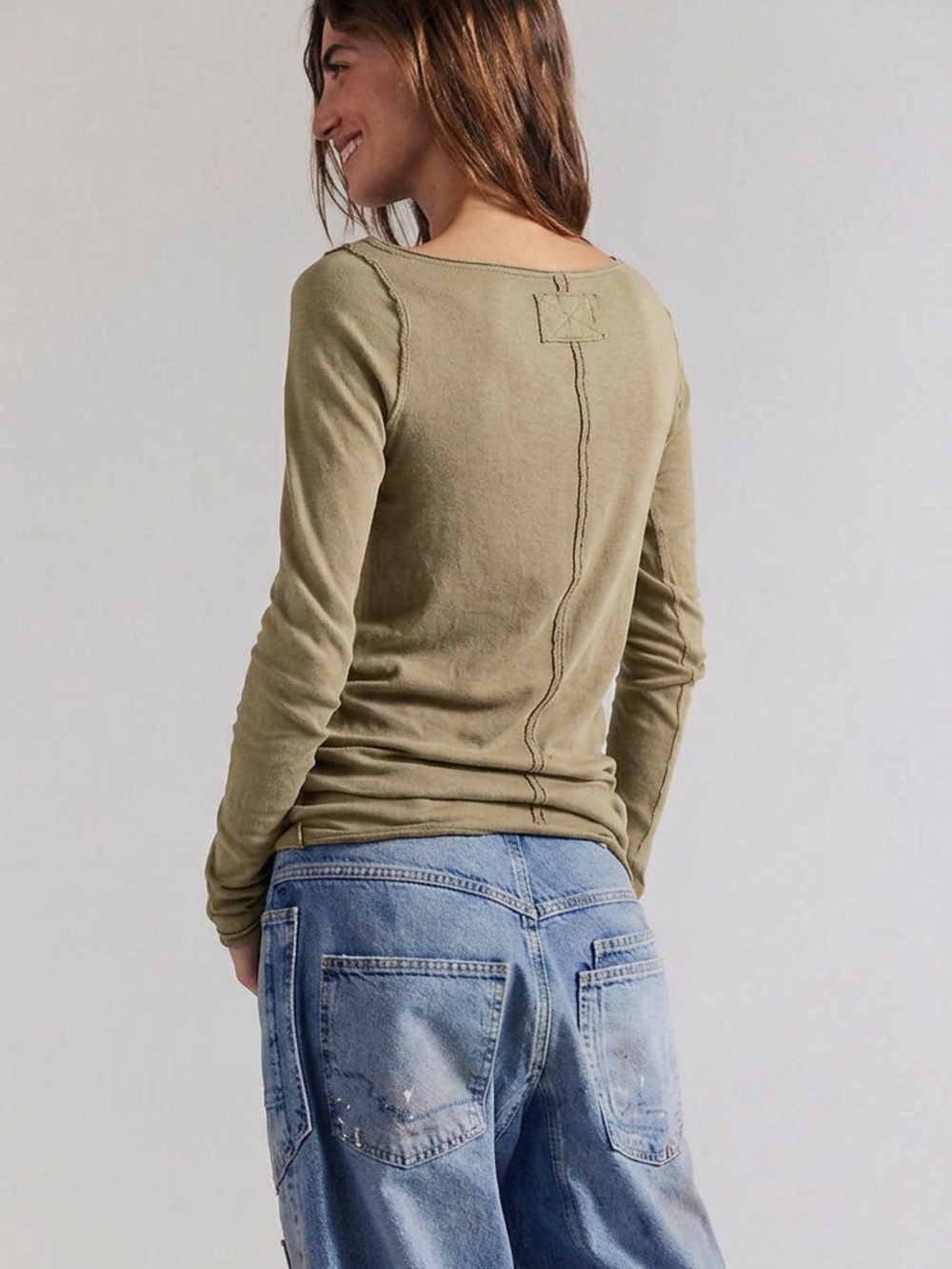 NWT Free People We The Free Most Loved Long Sleeve Tee - Size M Python Colorway - Picture 7 of 7